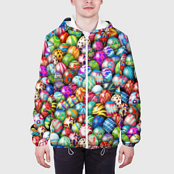 Куртка с капюшоном мужская Пасхальные крашеные яйца, цвет: 3D-белый — фото 2