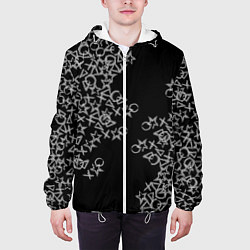 Куртка с капюшоном мужская Абстракция ,серебряный геометрический узор, цвет: 3D-белый — фото 2