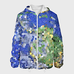 Куртка с капюшоном мужская Планета Земля - пиксельный рисунок, цвет: 3D-белый