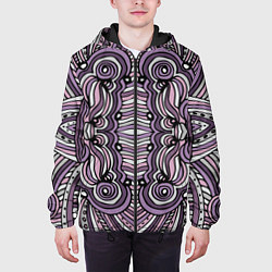 Куртка с капюшоном мужская Абстракция Разноцветный калейдоскоп Фиолетовый, че, цвет: 3D-черный — фото 2