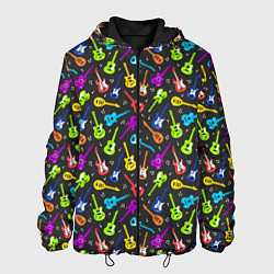 Куртка с капюшоном мужская Разноцветные Гитары, цвет: 3D-черный
