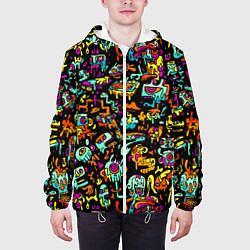 Куртка с капюшоном мужская Прикольный красочный паттерн, цвет: 3D-белый — фото 2