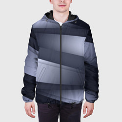Куртка с капюшоном мужская Серо-белая Волна, цвет: 3D-черный — фото 2