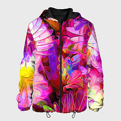 Куртка с капюшоном мужская Красочный цветочный паттерн Floral pattern, цвет: 3D-черный