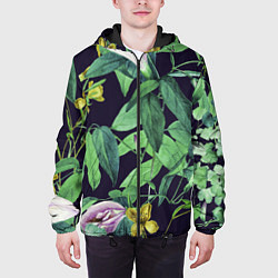 Куртка с капюшоном мужская Цветы Ботанические, цвет: 3D-черный — фото 2