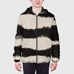 Куртка с капюшоном мужская Коричневый принт тай-дай полосы, цвет: 3D-черный — фото 2