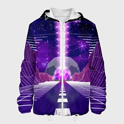 Куртка с капюшоном мужская Vaporwave Neon Space, цвет: 3D-белый