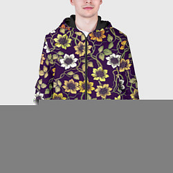 Куртка с капюшоном мужская Цветущий куст, цвет: 3D-черный — фото 2