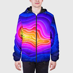 Куртка с капюшоном мужская Растекание красок, цвет: 3D-черный — фото 2