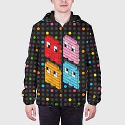 Куртка с капюшоном мужская Pac-man пиксели, цвет: 3D-черный — фото 2