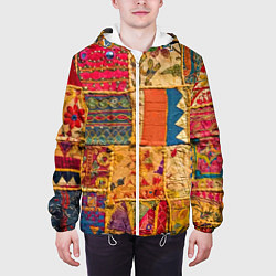 Куртка с капюшоном мужская Пэчворк Лоскутное одеяло Patchwork Quilt, цвет: 3D-белый — фото 2
