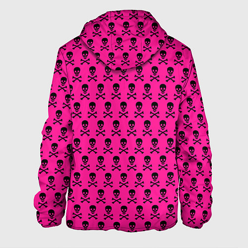 Мужская куртка Розовый фон с черепами паттерн / 3D-Черный – фото 2