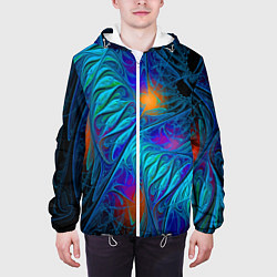 Куртка с капюшоном мужская Neon pattern Неоновый паттерн, цвет: 3D-белый — фото 2