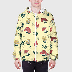 Куртка с капюшоном мужская Mushroom, грибы- грибочки, цвет: 3D-белый — фото 2