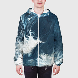 Куртка с капюшоном мужская Texture of dark waves, цвет: 3D-белый — фото 2