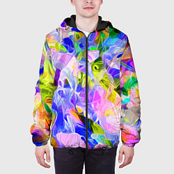Куртка с капюшоном мужская Красочный цветочный узор Весна - Лето 2023 Colorfu, цвет: 3D-черный — фото 2