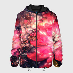 Куртка с капюшоном мужская Нежные цветы и блестки, цвет: 3D-черный