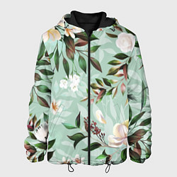 Куртка с капюшоном мужская Цветы Мятный Сад, цвет: 3D-черный
