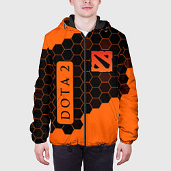 Куртка с капюшоном мужская ДОТА 2 на фоне узоров из сот, цвет: 3D-черный — фото 2