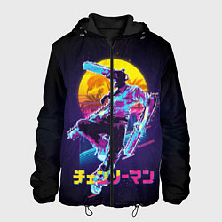Куртка с капюшоном мужская CHAINSAW MAN on the background of the moon, цвет: 3D-черный