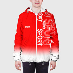Куртка с капюшоном мужская Надпись - Sport, цвет: 3D-белый — фото 2
