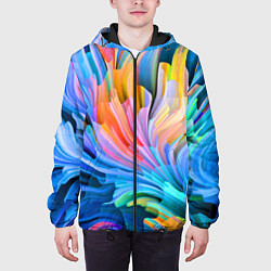 Куртка с капюшоном мужская Красочный абстрактный паттерн Лето Colorful Abstra, цвет: 3D-черный — фото 2