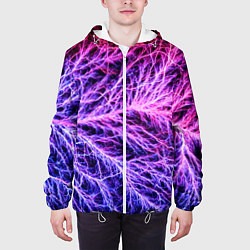 Куртка с капюшоном мужская Авангардный неоновый паттерн Мода Avant-garde neon, цвет: 3D-белый — фото 2