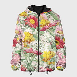 Куртка с капюшоном мужская Цветы Майские Герберы, цвет: 3D-черный
