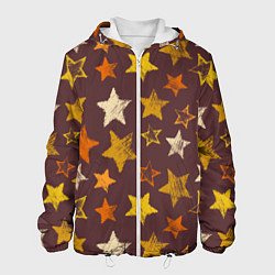 Куртка с капюшоном мужская Звездное коричневое небо, цвет: 3D-белый