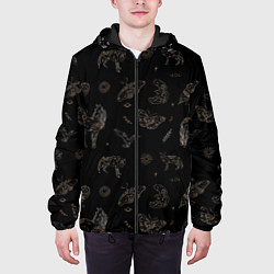 Куртка с капюшоном мужская Мистические животные волк птица бабочка лошадь, цвет: 3D-черный — фото 2