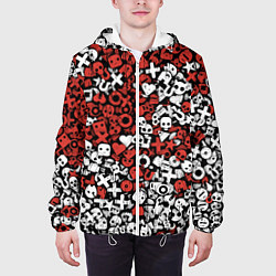 Куртка с капюшоном мужская Красно-белые знаки LDR, цвет: 3D-белый — фото 2
