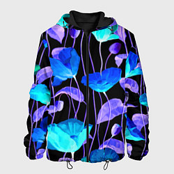 Куртка с капюшоном мужская Авангардный цветочный паттерн Fashion trend, цвет: 3D-черный