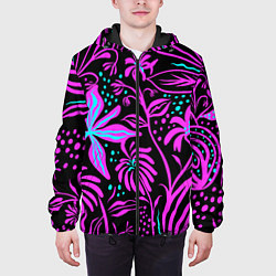 Куртка с капюшоном мужская Цветочная композиция Fashion trend, цвет: 3D-черный — фото 2
