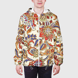 Куртка с капюшоном мужская Цветочный винтажный орнамент, цвет: 3D-белый — фото 2
