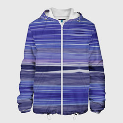 Куртка с капюшоном мужская Абстрактный синий полосатый узор, цвет: 3D-белый