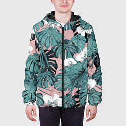 Куртка с капюшоном мужская Цветы Тропические Орхидеи, цвет: 3D-черный — фото 2