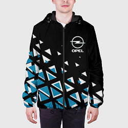Куртка с капюшоном мужская Opel Опель треугольники, цвет: 3D-черный — фото 2