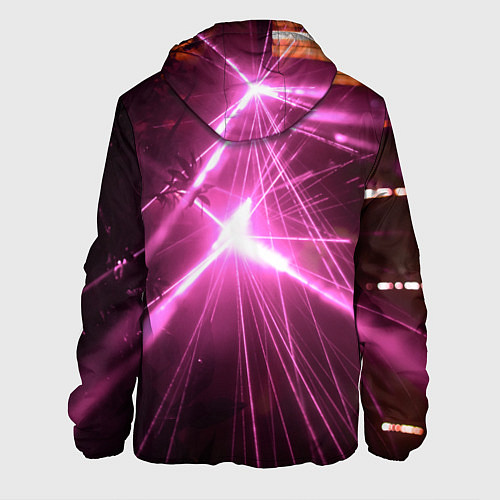 Мужская куртка Неоновые лазеры во тьме - Розовый / 3D-Черный – фото 2