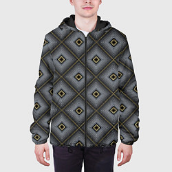Куртка с капюшоном мужская Abstract Квадраты геометрия, цвет: 3D-черный — фото 2