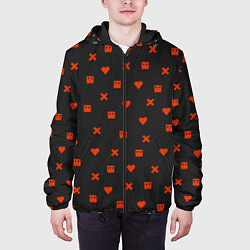Куртка с капюшоном мужская Love Death and Robots red pattern, цвет: 3D-черный — фото 2