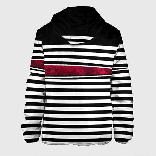 Мужская куртка Полосатый современный черно-белый с красной вставк / 3D-Черный – фото 2