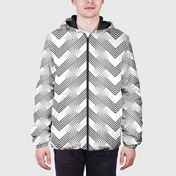 Куртка с капюшоном мужская Геометрический узор арт деко на белом фоне, цвет: 3D-черный — фото 2
