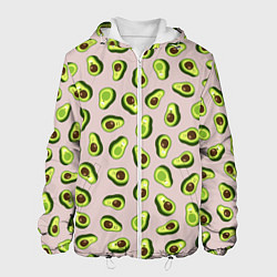 Куртка с капюшоном мужская Авокадо, текстильный паттерн, цвет: 3D-белый