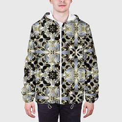 Куртка с капюшоном мужская Black silver geometry, цвет: 3D-белый — фото 2