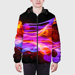 Куртка с капюшоном мужская Abstract colorful waves, цвет: 3D-черный — фото 2