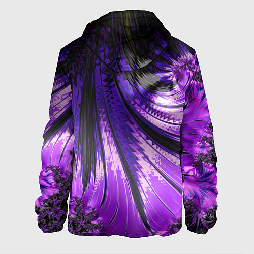 Мужская куртка Неоновый фрактал черный с фиолетовым Абстракция / 3D-Черный – фото 2