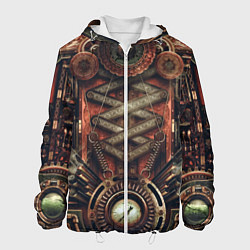 Куртка с капюшоном мужская Mechanical device in Steampunk Retro style, цвет: 3D-белый
