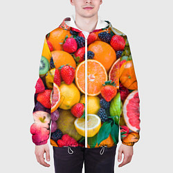 Куртка с капюшоном мужская ABUNDANCE OF FRUITS, цвет: 3D-белый — фото 2