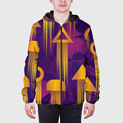 Куртка с капюшоном мужская Игровые геометрические фигуры, цвет: 3D-черный — фото 2