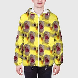Куртка с капюшоном мужская Попугай Корелла Орёт Мем, цвет: 3D-белый — фото 2